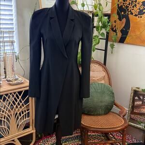 BCBGMaxAzria Black Double Breasted Strong Shoulder Back Slit Blazer Suit Jacket